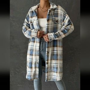 Flannel Long Shacket Coat Jacket